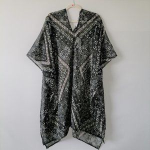 NWT BCBGeneration Womens Black Kimono Sleeve Paisley Kaftan Dress One Size